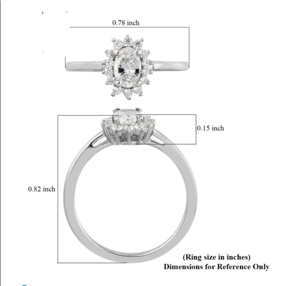 LUSTRO STELLA Made with Finest CZ Halo Ring in Platinum Over Sterling Silver - Picture 6 of 10